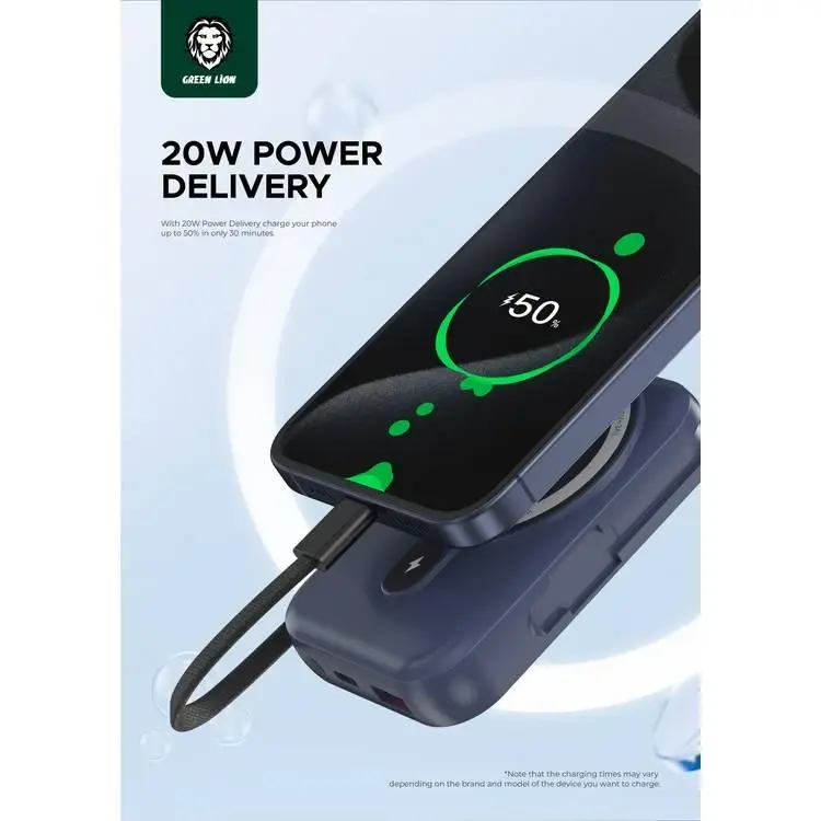 پاوربانک گرین لاین مدل Monaco Magsafe 20w ظرفیت 20000 میلی آمپر ساعت